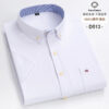 Se614c2ada9dc4eceab9bc06dcb6dbdfeP.jpg Fashionable Men's Shirt Short Sleeve 100% Cotton Oxford Stripe Plaid Formal Men's Casual Social Shirt Available in Large Sizes