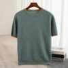 Se694d804510341aea6fead756e6c78cdH.jpg 2025 Spring/Summer New Fashion O-Neck Knit Short Sleeve Spliced Business Casual T-Shirts Men's Clothing Loose Tops England Tees