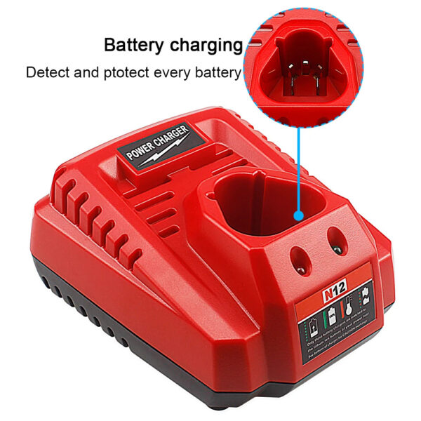 Se70231043d4b4f33af06ff59de258262t.jpg Battery Charger For Milwaukee M12 N12 Lithium-Ion Battery 3A fast charging Replacement 48-11-2401 48-11-2402 C12B C12BX
