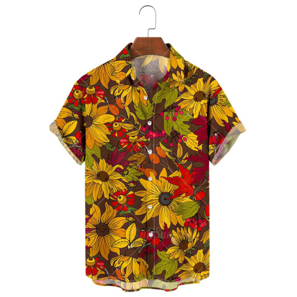 Se74a4ea89db14fe984064dc9f191eb6dh.jpg Men's Hawaiian Shirt, 3D Sunflower Print T-Shirt, Floral Single Row Button Lapel, Large 5XL, Casual Style, Beach To