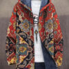 Unisex Retro Ethnic Pattern Print Plush Thick Long-Sleeved Sweater Cardigan Coat