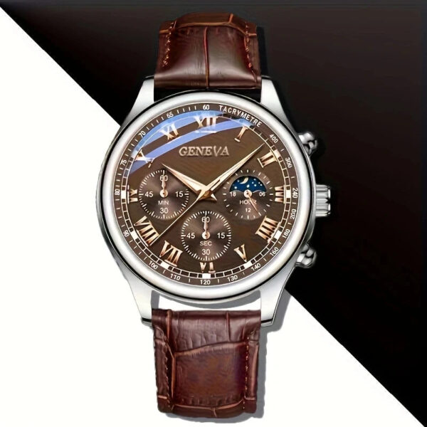 Se7903aa7df4a4eb79fbd4414ffe9efbek.jpg GENEVA High Quality Men's Luxury Belt Fashion Quartz Watch Men Round Business Student Sport Waterproof Glow Clock