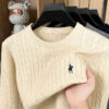 Se7b9b60bcda14754b00166f7a082ee44h.jpg Autumn/Winter 2025 Anti Pilling Sweater Embroidered Fried Dough Twists Solid Long Sleeve Knitwear Men's Undercoat