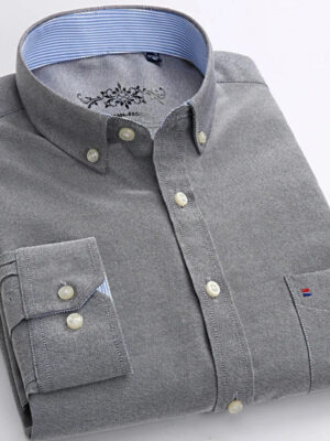 Se8cd332058a340fbabc502fc695dc79dZ.jpg New in shirt Cotton long-sleeve shirts for men slim fit formal plain tops single pocket solid color office tops fashion clothes
