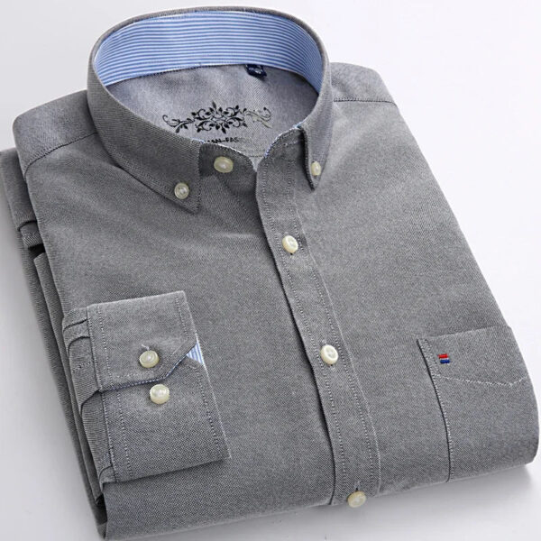 Se8cd332058a340fbabc502fc695dc79dZ.jpg New in shirt Cotton long-sleeve shirts for men slim fit formal plain tops single pocket solid color office tops fashion clothes