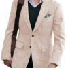 Vintage Winter Tweed Suits Brown Tweed Men Suits With Patch Design Costume Homme Smart Business Formal Wedding Suits 1 Pieces