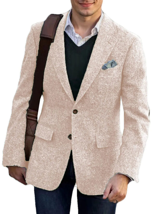 Vintage Winter Tweed Suits Brown Tweed Men Suits With Patch Design Costume Homme Smart Business Formal Wedding Suits 1 Pieces