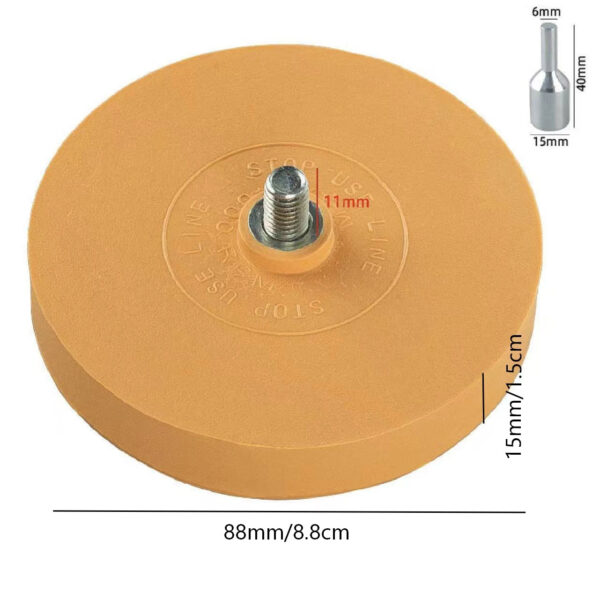Se8fd1016f2fa4de7ae25f22d56f5f759F.jpg 4" Eraser Wheel - No-Scratch Decal, Adhesive, Vinyl Remover for Car, Glass, Metal with Drill Adapter