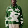 Men Casual Versatile Rugby Knit Sweater for Autumn and Winter Niche Design Green Exploration Pattern Embroidery Loose Pullover