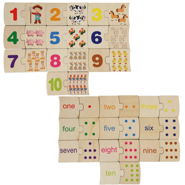 Wooden Number Matching Puzze Toys Montessori Early Education Digital Pattern Thicken Blocks Game for Baby Festival Gift Toy