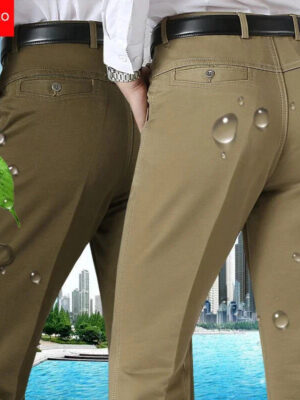 Se99d898de0e94f4f848d80e5152d617ei.jpg New Arrival 100% Cotton Summer Autumn Men's Casual Pants Fashion Solid Black Beige Gentle Thicken Trousers Brand Smart Suit Pant