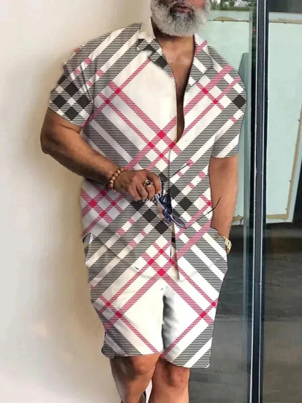 Se9b260c36d134ae3b6414fd565b1a4dc2.jpg 2024 Summer Men's Temperament Shirt Set Men's Hawaii Vacation Short Sleeve Top Drawstring Shorts 2 Pcs Boutique Party Dresses
