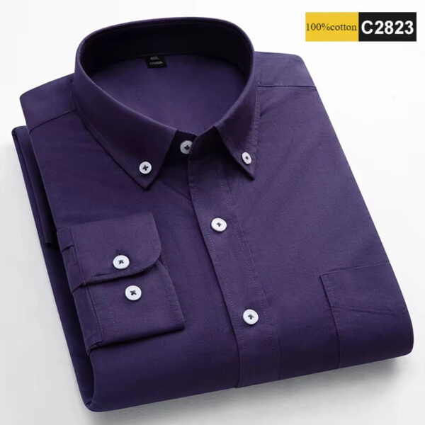 Seae6f16434f54bceb371555d0db4db861.jpg New in shirt 100%cotton long-sleeve shirts for men fashion Casual plain shirt solid color Oxford single pocket top white clothes