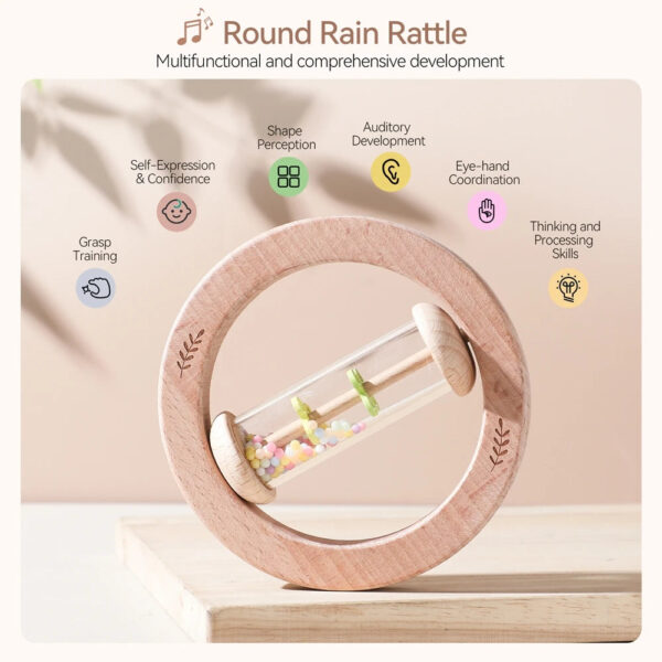 Montessori Rattle Baby Toys Rain Stick Hourglass Rain Music Rattle Baby Educational Toy Colorful Montessori Sensory Toys for Kid
