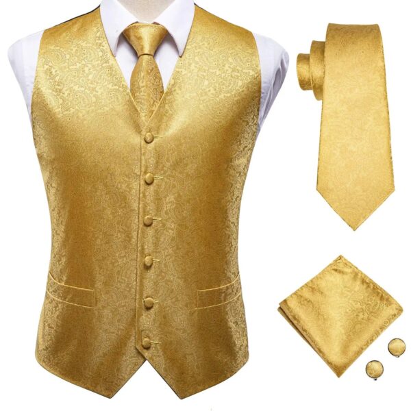 Wedding Purple Men Vest Paisley Floral Necktie Handkerchief Cufflinks Sets Blue Green Red Male Sleeveless V-Neck Waistcoat Party