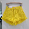 Seb2697e338c74143982e0e1fe8a4cfe3o.jpg Orange Denim Shorts Women Green Hot Pants 2023 Summer Woman's Clothing All-Match Ins Fashion Wide-Leg Ripped Tassel Shorts