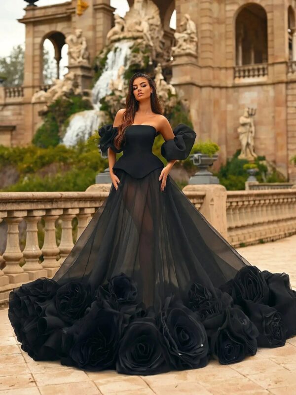 Seb7db94ef0014a73a48715ff90bddc722.jpg Amazing Luxury See Thru Floral Formal Dresses Gothic Wedding Gowns Long 3D Flower Women Dresses With Detachable Sleeves