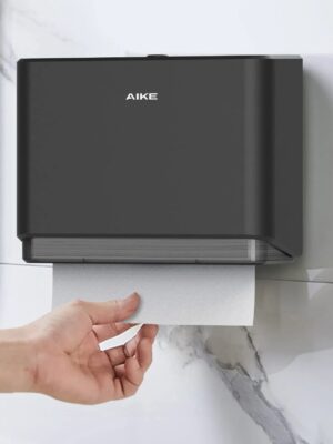 AIKE Professional Paper Towel Holder Wall Mount Punch Free Tissue Dispenser with Smart Lock Paper Box for Toilet Bedroom Kitchen