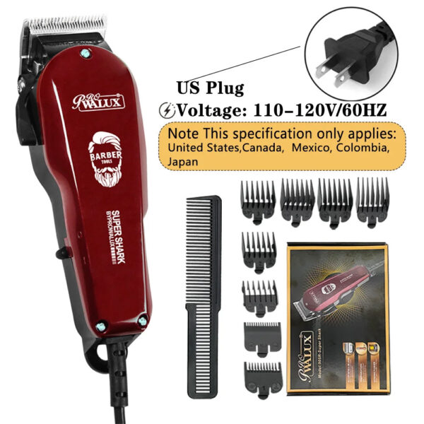 Sec42489c80754cac9fee50216bbff75b4.jpg WALUX Professional Men's Hair Clipper Classic Red 10W Powerful Corded Trimmer with Adjustable Taper Lever Hair Cutting Tool