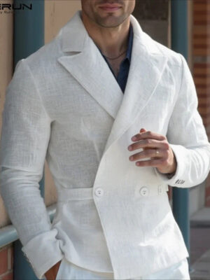 Secc0626b662d4c0db8a46d54fdc2cc44A.jpg INCERUN Men Blazer Solid Color Lapel Long Sleeve Button Casual Male Suits Streetwear Autumn 2025 Fashion Thin Coats Outerwear