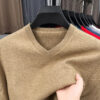 Sece716d9ce8043bc87a31540984847fbY.jpg New Sweatwear Men's V Neck Basic Solid Color Sweaters Round Neck Elastic Pullovers Warm Autumn Knitted Oversized Sweater Men