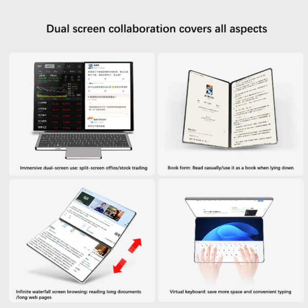 Sed72dbbec7a54291a9262f5347f885dcd.jpg New Dual Screen Laptop Intel i3 1215U N100 Dual 10.95 Inch IPS Touch Screen Windows 11 Office Computer Tablet Notebook WiFi 6