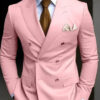 High Quality Brown Men's Suits Double Breasted Bespoke Double Breasted Peaked Lapel Formal Blazer Slim Fit 2 Piece Jacket Pants