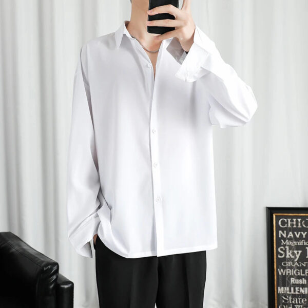 See460dee672e43a4a7cc1a98ecf75fc8B.jpg Shirt Men Solid Long sleeved Shirt For Men Korean Fashion Shirts Comfortable Blouses Casual Loose Classic Single Breasted Shirt