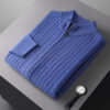 Seef303c2bc614501854e29e5111ba66el.jpg Thick Men's Mock Neck Cardigan 100% Merino Wool Sweater Autumn Winter Smart Casual Cashmere Knitwear Jacquard Texture Clothing