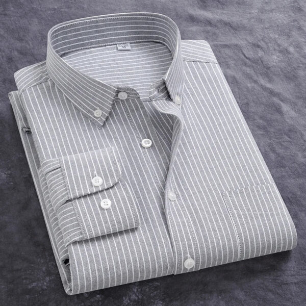 Sef01851d92714ed3b2f1d972c857b9100.jpg Classic Men's Dress Shirt Spring Long Sleeve 100% Pure Cotton Solid Color Oxford Striped Soft Business Regular Fit Social Blouse
