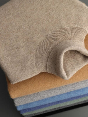 Sef0a6526693f4b12a959f83de0ddf9cfg.jpg Autumn Winter New Men's 100% Cashmere Sweater Lapel Knitted Pullover Lightweight Warm Long Sleeve Solid Color Tops