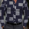 Men's shirt regular lapel shirt men's 3d printing triangle geometric printing casual street long sleeve fashion printed shirt