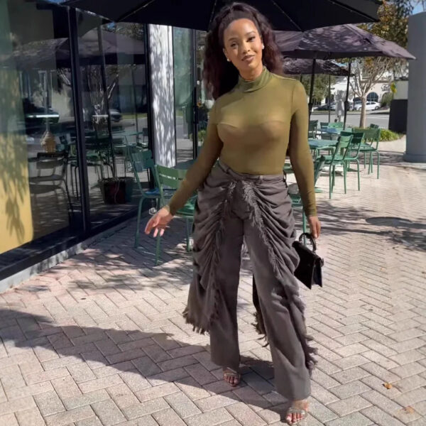 Women Solid Jeans Pants Denim Pleated Trousers Fuzzy Edge Full Lenth Mid Waist Zipper Straight Y2k Streetwear Casual 2026 Spring