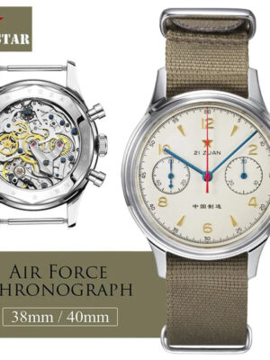 Sef9ace00826e445bbba73689a938f39b8.jpg RED STAR 38mm Men's 1963 Chronograph Mechanical Watch Pilot with Seagull Movement ST1901 Air Force Aviation Sapphire Goose 40mm