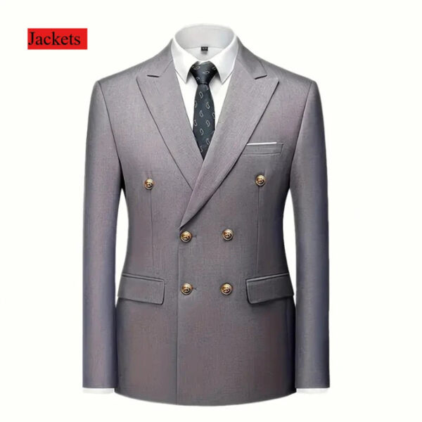 Men Double Breasted Suit Black Slim Fit High Quality Wedding Costume Party Prom Gold Button Male Suits