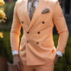 High Quality Brown Men's Suits Double Breasted Bespoke Double Breasted Peaked Lapel Formal Blazer Slim Fit 2 Piece Jacket Pants