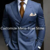 High Quality Brown Men's Suits Double Breasted Bespoke Double Breasted Peaked Lapel Formal Blazer Slim Fit 2 Piece Jacket Pants