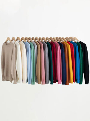 Sf0e85b631ac7447fac5c0e369e10b630i.jpg Choice Men's Wool Sweater Autumn Winter New Round Neck Pullover Loose Solid Color Bottoming Shirt Long Sleeve Smart Casual Tops