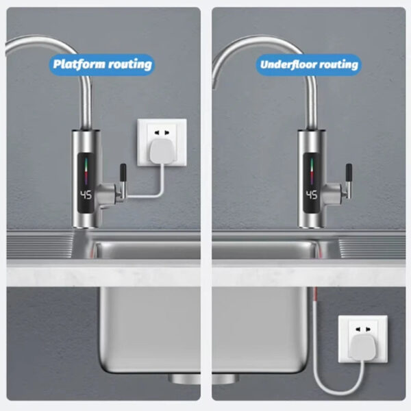 3000W 220V Electric Kitchen Water Heater Tap Stainless Steel LED Digital Instant Hot Water Faucet Heater Cold Heating Faucet