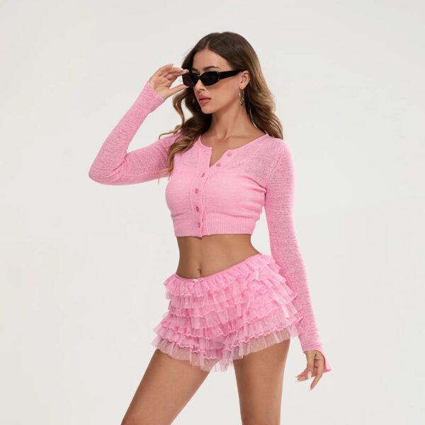 Sf1c2962c6d774dcbb2b7ee3c37c835c3R.jpg Combhasaki Women Y2K Kawaii Solid Color Fairy Tiered Ruffled Lace Layered Elastic Low Waist Bloomers Aesthetic Shorts Streetwear