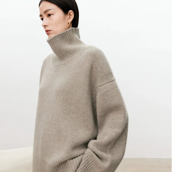 Sf1dd10dbca344d078e525059505125d1z.jpg Turtleneck pure cashmere sweater female loose and thick languid lazy wind pullover sweater knitting base WOOL sweater