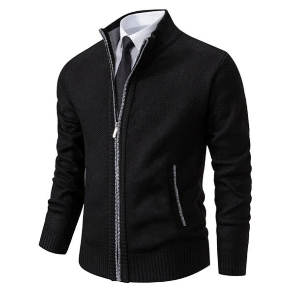 Sf1fb57ba455f413d90f12ac86874bddb2.jpg Autumn Winter Men's Casual Sweaters Solid Color Turtleneck Sweater Cardigan Fleece Zipper Cardigan Knit Jackets