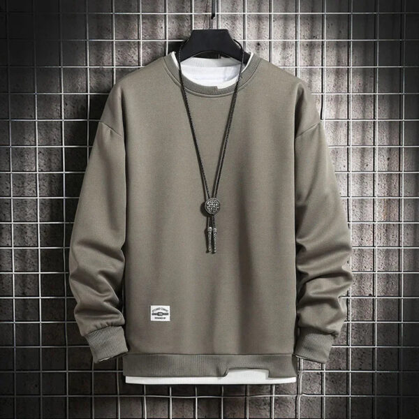 Sf2345c9396544955a4639323a5ed402fB.jpg Mens Casual Sweatshirts Hoodie Men Fake Two Pieces Multi Color O-Neck Fashion Harajuku Style Male Sweatshirt 2023 New