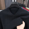 Sf2b6d9119bdc422287953f4366c566de5.jpg New Sweatwear Men's V Neck Basic Solid Color Sweaters Round Neck Elastic Pullovers Warm Autumn Knitted Oversized Sweater Men