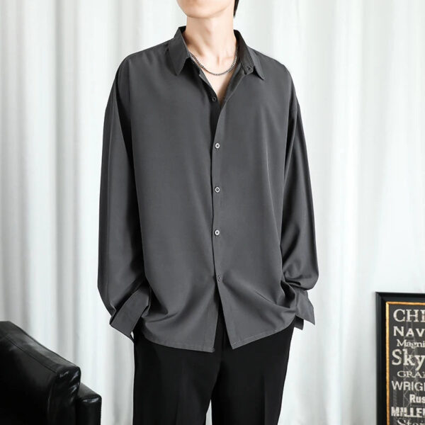 Sf30c74c0f35b4fca800ad127b117853e5.jpg Shirt Men Solid Long sleeved Shirt For Men Korean Fashion Shirts Comfortable Blouses Casual Loose Classic Single Breasted Shirt