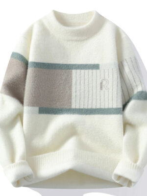 Sf3a70aafe31d4902b4bffad5e85b140cf.jpg Men's Printed Street Fashion Casual Sweaters 2025 Autumn Winter Slim Fit Men Sweater Thicken Warm Wool Pullovers Full