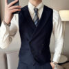 Sf3c1fdffbb22425a9519c91856bda14d0.jpg Men Vest Black With Lapel Solid Double Button Waistcoat For Wedding Groom Banquet Business Casual Work Daily Men Suit Vest