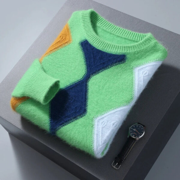 New cashmere men's round neck in autumn and winter Korean version of mink cashmere sweater thickened leisure warm wool knitted b