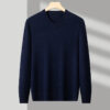 Sf3ef1a1023904075bedabec88c739a71U.jpg New Sweatwear Men's V Neck Basic Solid Color Sweaters Round Neck Elastic Pullovers Warm Autumn Knitted Oversized Sweater Men