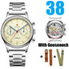 Sf43aa70fbcaa40188eac34d621f75aebf.jpg RED STAR 38mm Men's 1963 Chronograph Mechanical Watch Pilot with Seagull Movement ST1901 Air Force Aviation Sapphire Goose 40mm
